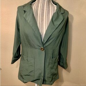 NWT Blazer Size Small IMAN Global Chic Olive Green Lightweight Rayon Vintage New